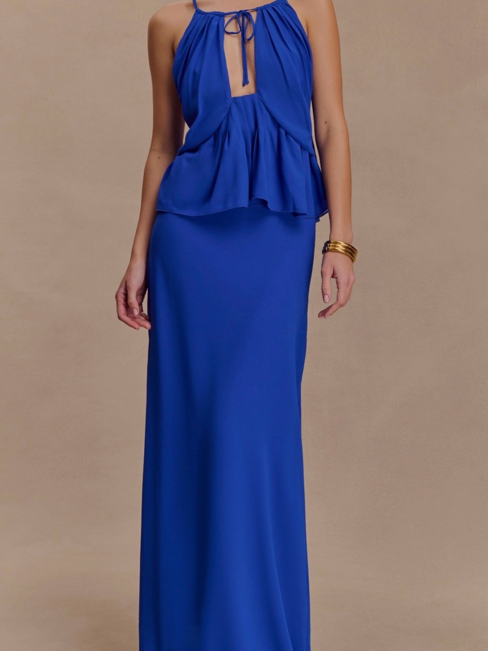 Meshki Cobalt Blue Halter top + Maxi skirt set